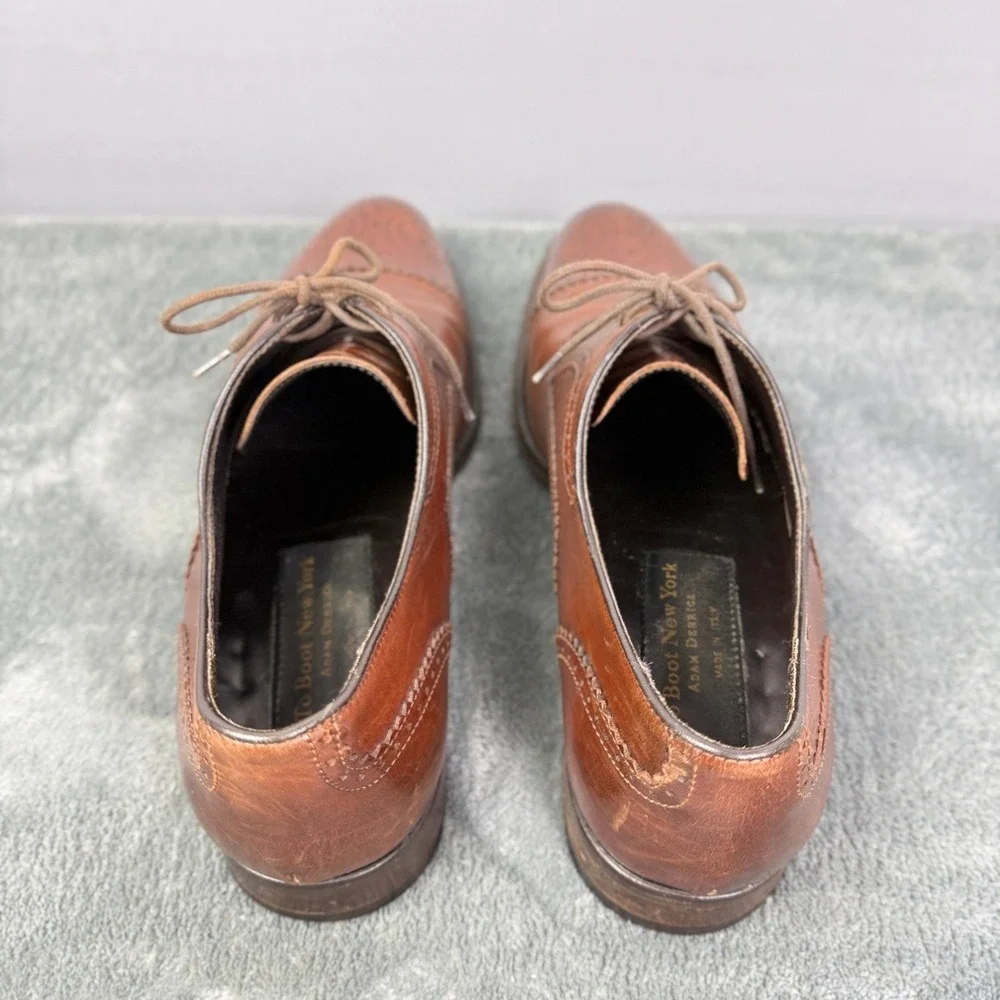 Leather Brown Oxford Dress Shoes‎ Brogue Wingtip Lace Up Size 8
